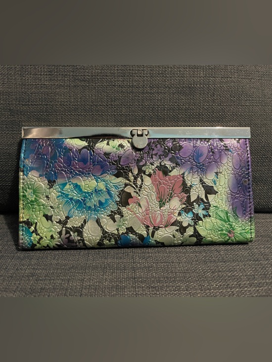 Handbags - Floral Multicolor Embossed Clutch Wallet